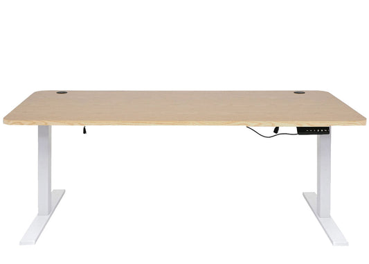 Cosmo Casa - Bureau elektrisch in hoogte verstelbaar - Computertafel - Lichtbruin - Wit - 160 x 80 cm