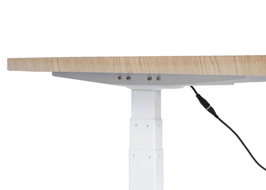 Cosmo Casa - Bureau elektrisch in hoogte verstelbaar - Computertafel - Lichtbruin - Wit - 160 x 80 cm