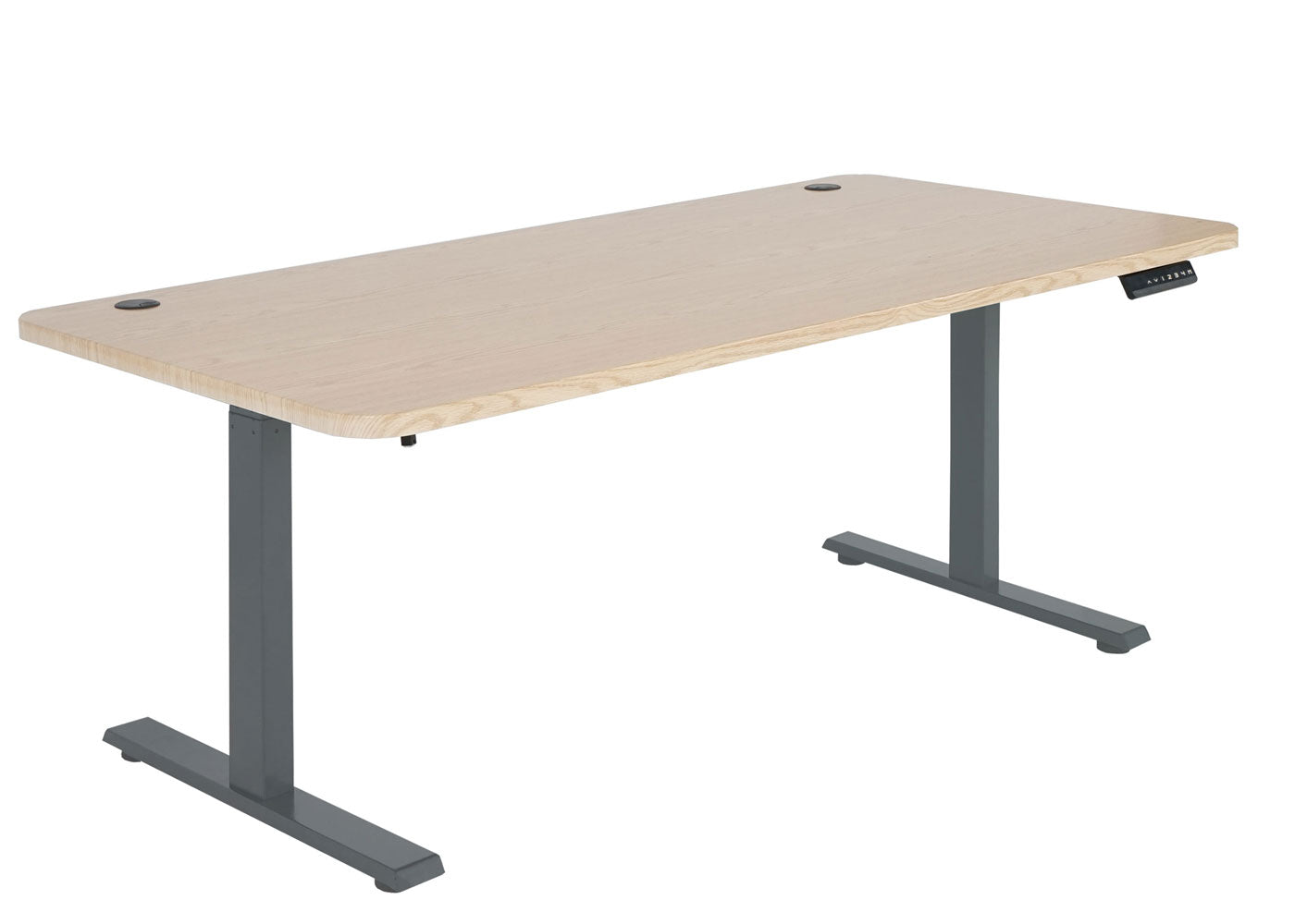 Cosmo Casa - Bureau elektrisch in hoogte verstelbaar - Computertafel - Lichtbruin - Antracietgrijs - 160 x 80 cm