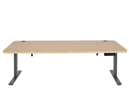 Cosmo Casa - Bureau elektrisch in hoogte verstelbaar - Computertafel - Lichtbruin - Antracietgrijs - 160 x 80 cm