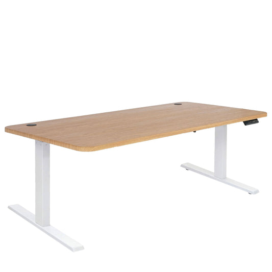 Cosmo Casa - Bureau elektrisch in hoogte verstelbaar - Computertafel - Bruin structuur - Wit - 160 x 80 cm