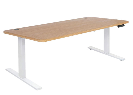 Cosmo Casa - Bureau elektrisch in hoogte verstelbaar - Computertafel - Bruin structuur - Wit - 160 x 80 cm