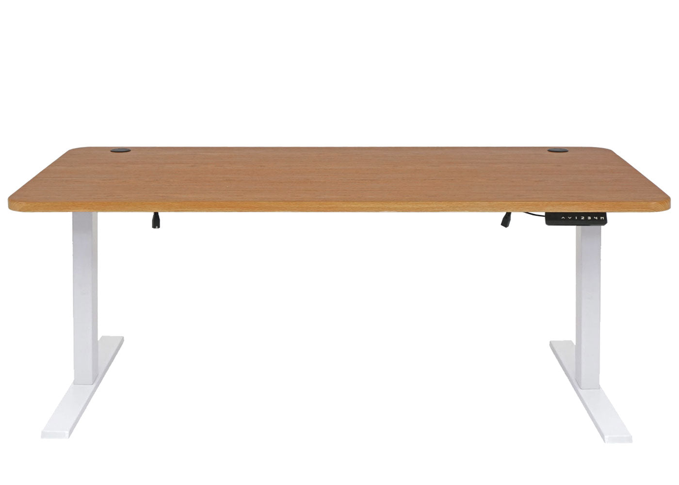 Cosmo Casa - Bureau elektrisch in hoogte verstelbaar - Computertafel - Bruin structuur - Wit - 160 x 80 cm