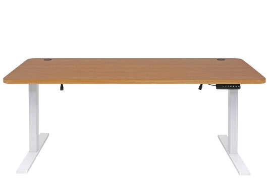 Cosmo Casa - Bureau elektrisch in hoogte verstelbaar - Computertafel - Bruin structuur - Wit - 160 x 80 cm