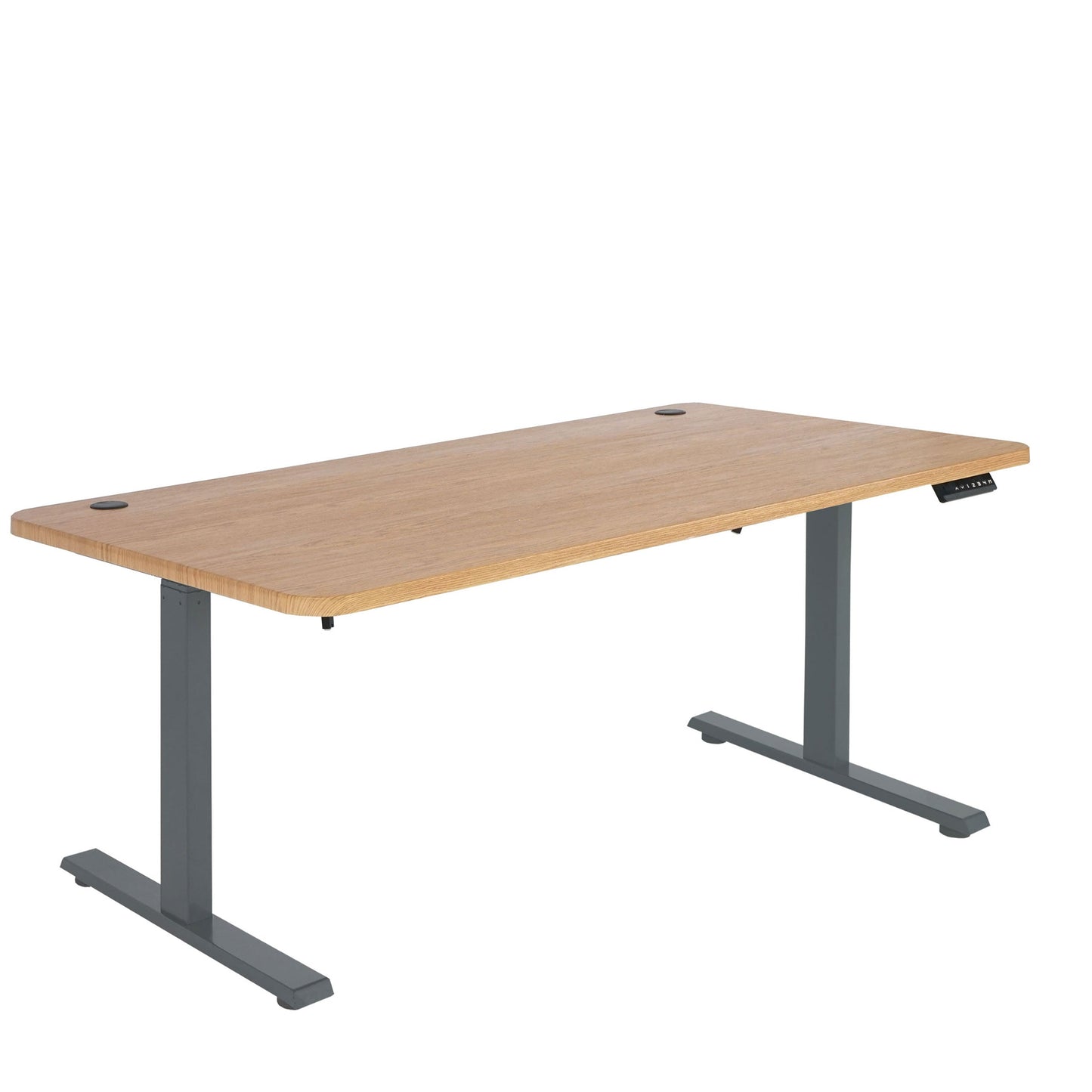 Cosmo Casa - Bureau elektrisch in hoogte verstelbaar - Computertafel - Bruin structuur - Antracietgrijs - 160 x 80 cm