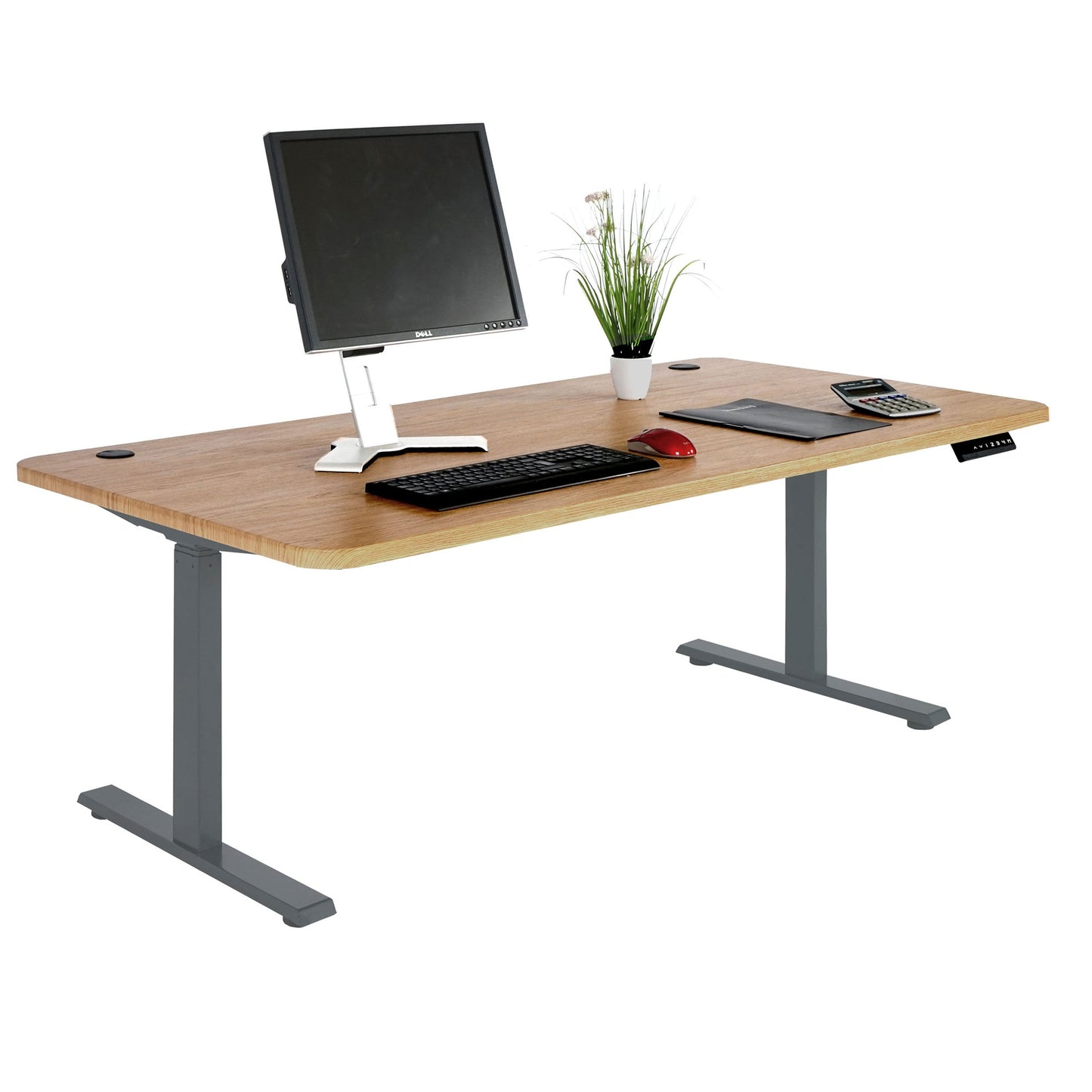 Cosmo Casa - Bureau elektrisch in hoogte verstelbaar - Computertafel - Bruin structuur - Antracietgrijs - 160 x 80 cm