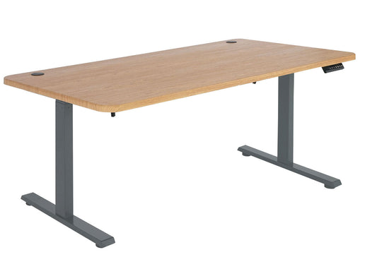 Cosmo Casa - Bureau elektrisch in hoogte verstelbaar - Computertafel - Bruin structuur - Antracietgrijs - 160 x 80 cm