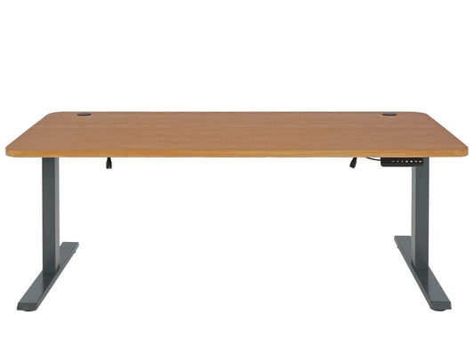 Cosmo Casa - Bureau elektrisch in hoogte verstelbaar - Computertafel - Bruin structuur - Antracietgrijs - 160 x 80 cm