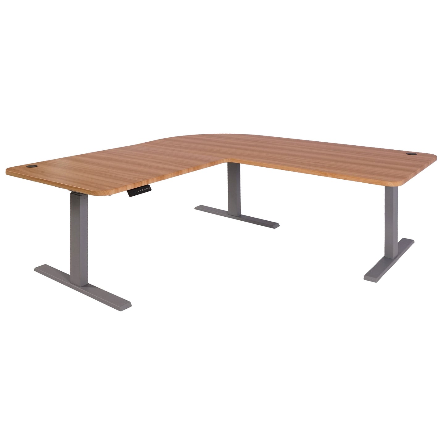 Cosmo Casa - Hoekbureau elektrisch in hoogte verstelbaar - Computerbureau - Eiken decor - Grijs - 178 x 178 cm