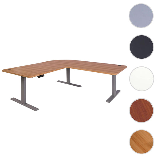 Cosmo Casa - Hoekbureau elektrisch in hoogte verstelbaar - Computerbureau - Eiken decor - Grijs - 178 x 178 cm