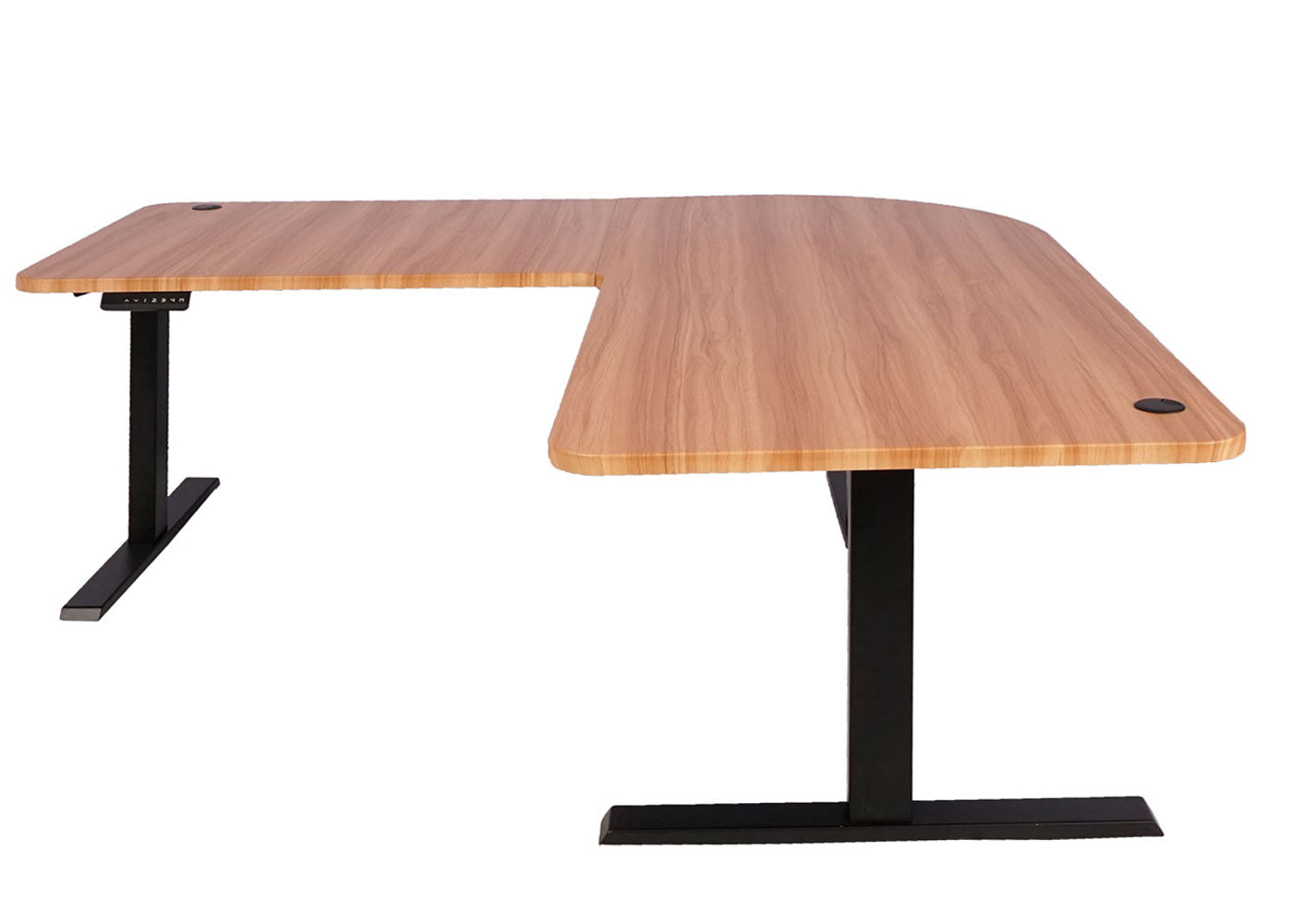 Cosmo Casa - Hoekbureau elektrisch in hoogte verstelbaar - Computerbureau - Eiken decor - Zwart - 178 x 178 cm