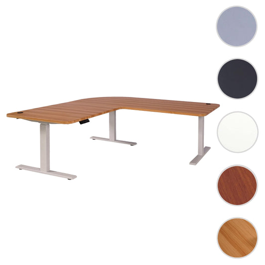 Cosmo Casa - Hoekbureau elektrisch in hoogte verstelbaar - Computerbureau - Eiken decor - Wit - 178 x 178 cm