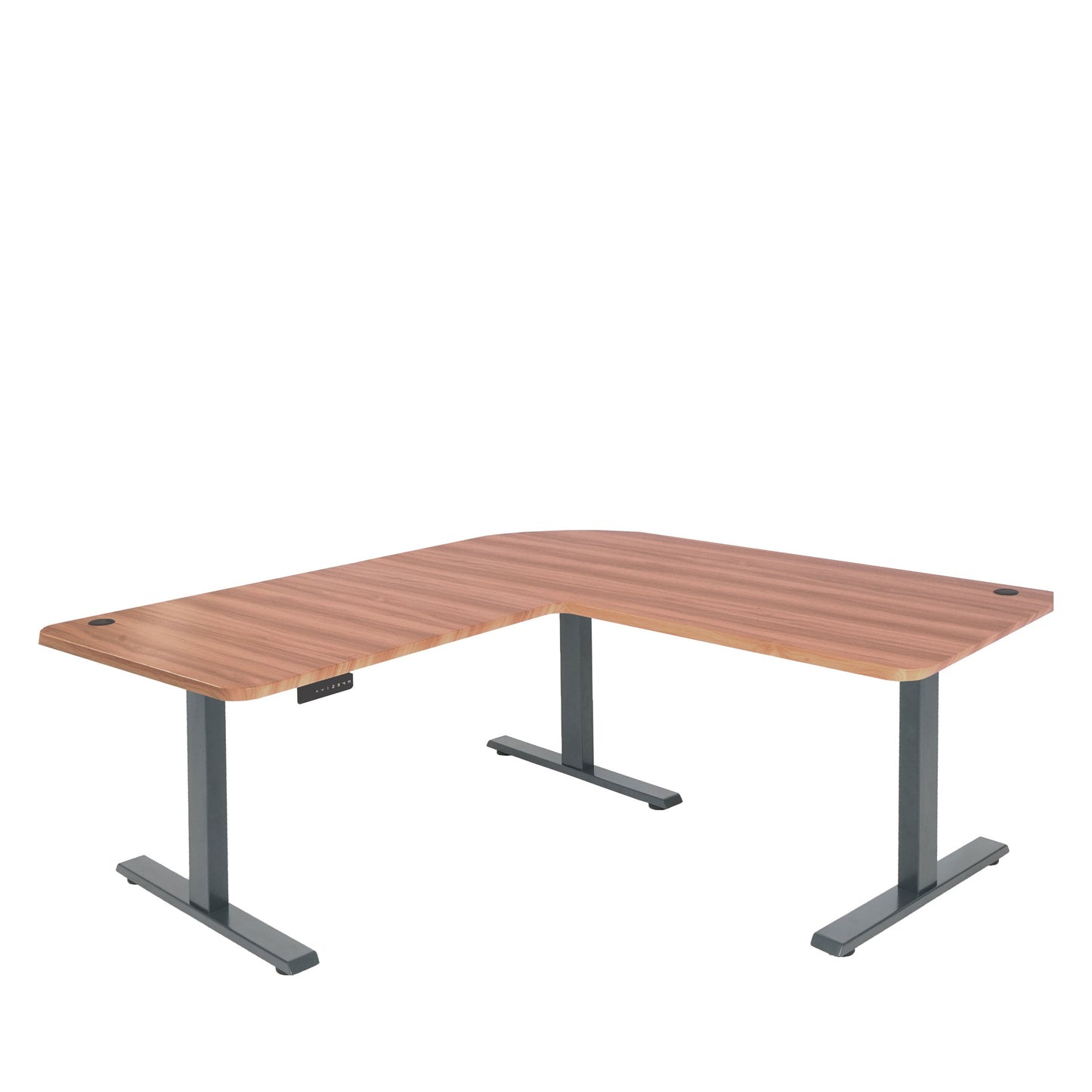 Cosmo Casa - Hoekbureau elektrisch in hoogte verstelbaar - Computerbureau - Eiken decor - Antracietgrijs - 178 x 178 cm