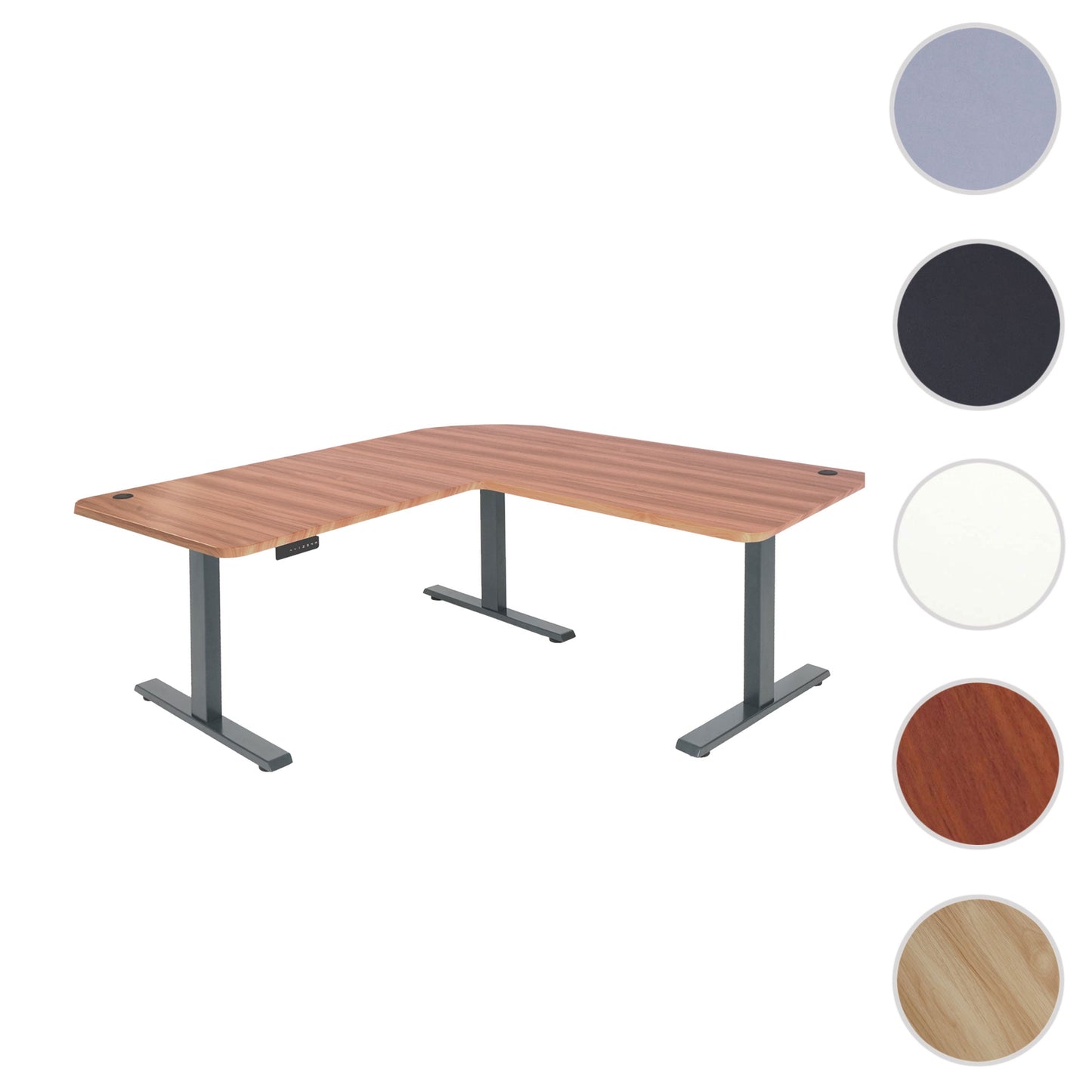 Cosmo Casa - Hoekbureau elektrisch in hoogte verstelbaar - Computerbureau - Eiken decor - Antracietgrijs - 178 x 178 cm