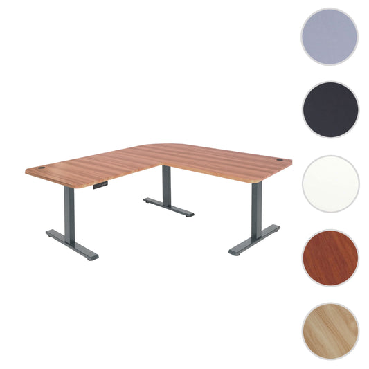 Cosmo Casa - Hoekbureau elektrisch in hoogte verstelbaar - Computerbureau - Eiken decor - Antracietgrijs - 178 x 178 cm