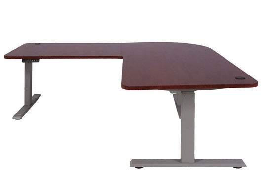 Cosmo Casa - Hoekbureau elektrisch in hoogte verstelbaar - Computerbureau - Kersen decor - Grijs - 178 x 178 cm