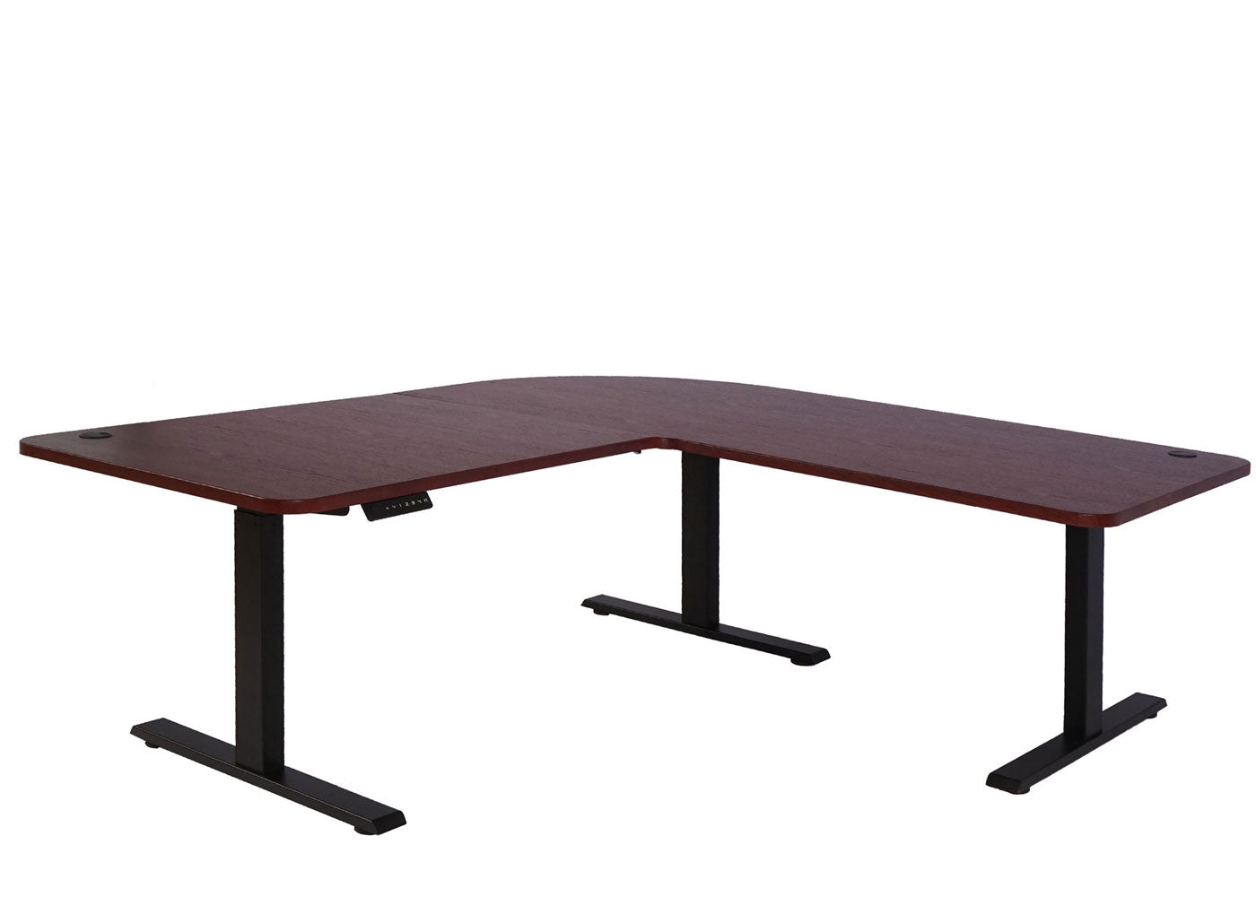 Cosmo Casa - Hoekbureau elektrisch in hoogte verstelbaar - Computerbureau - Kersendecor - Zwart - 178 x 178 cm