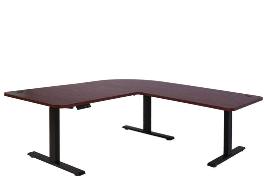 Cosmo Casa - Hoekbureau elektrisch in hoogte verstelbaar - Computerbureau - Kersendecor - Zwart - 178 x 178 cm