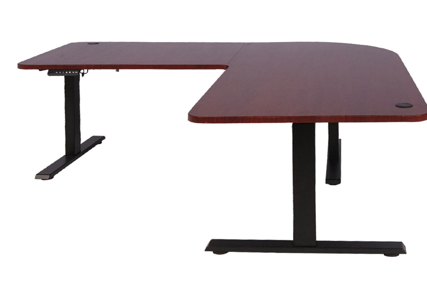 Cosmo Casa - Hoekbureau elektrisch in hoogte verstelbaar - Computerbureau - Kersendecor - Zwart - 178 x 178 cm