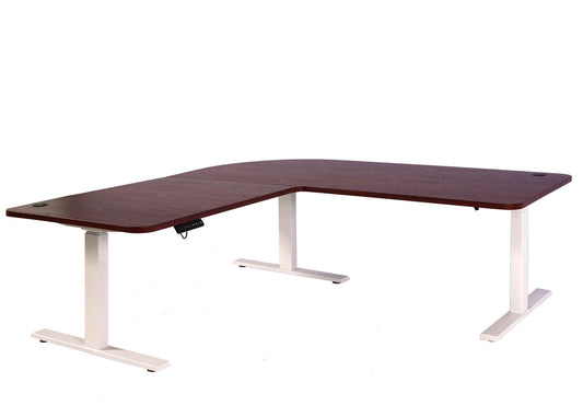 Cosmo Casa - Hoekbureau elektrisch in hoogte verstelbaar - Computerbureau - Kersendecor - Wit - 178 x 178 cm