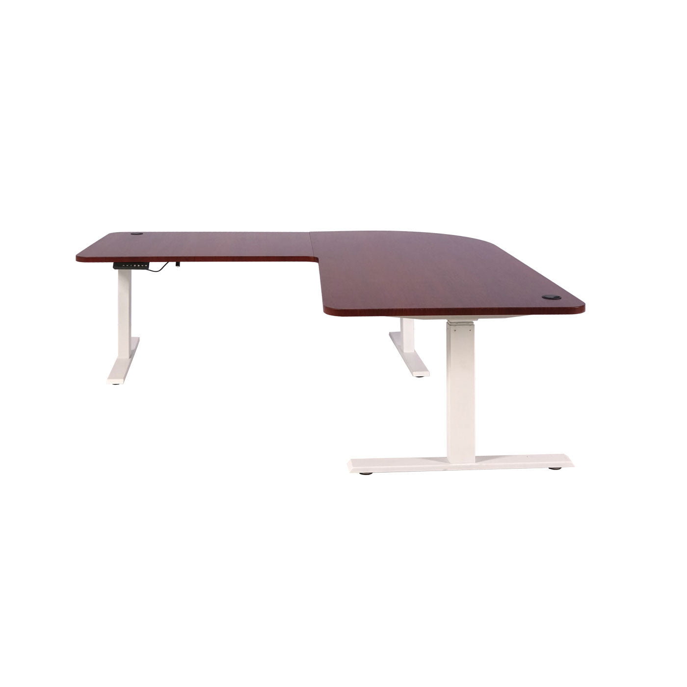 Cosmo Casa - Hoekbureau elektrisch in hoogte verstelbaar - Computerbureau - Kersendecor - Wit - 178 x 178 cm