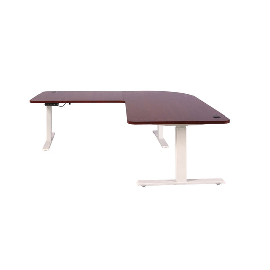 Cosmo Casa - Hoekbureau elektrisch in hoogte verstelbaar - Computerbureau - Kersendecor - Wit - 178 x 178 cm