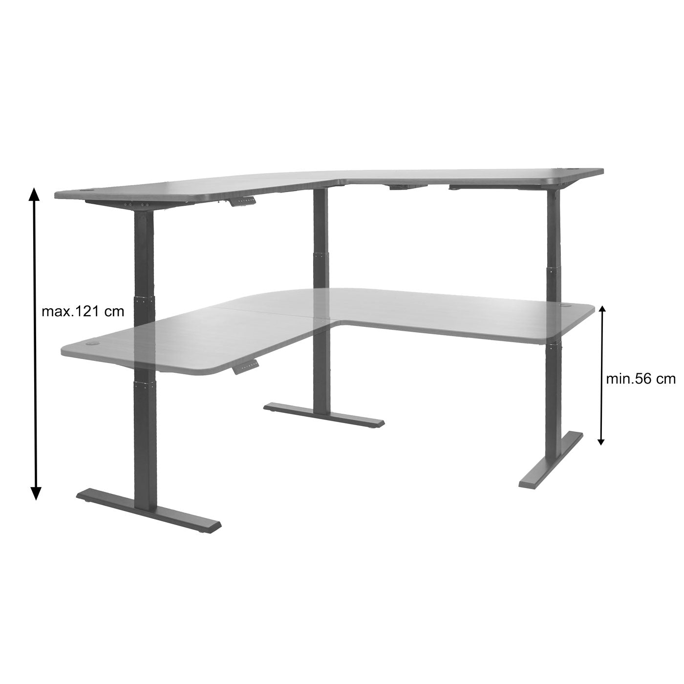Cosmo Casa - Hoekbureau elektrisch in hoogte verstelbaar - Computerbureau - Kersendecor - Wit - 178 x 178 cm