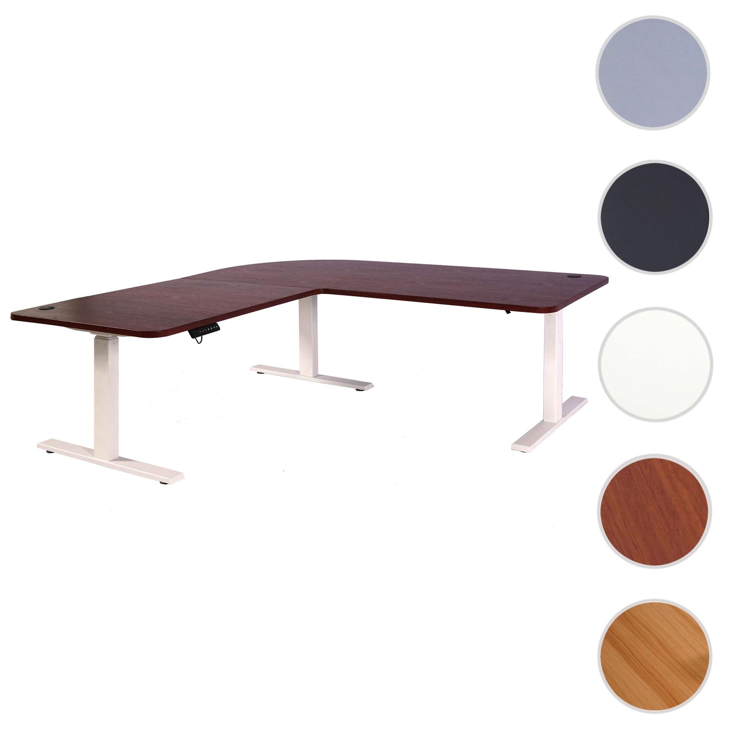 Cosmo Casa - Hoekbureau elektrisch in hoogte verstelbaar - Computerbureau - Kersendecor - Wit - 178 x 178 cm