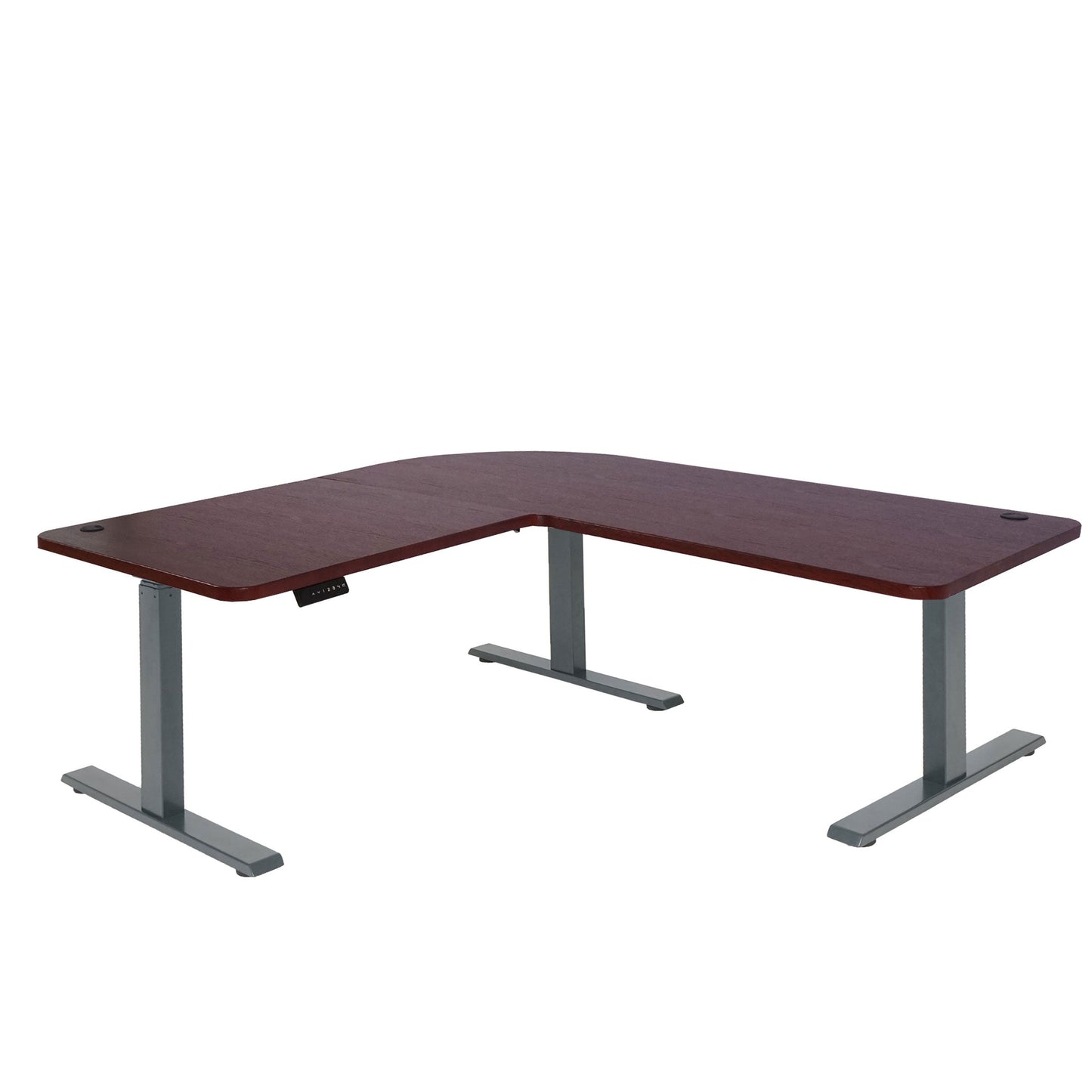 Cosmo Casa - Hoekbureau elektrisch in hoogte verstelbaar - Computerbureau - Kersendecor - Antracietgrijs - 178 x 178 cm