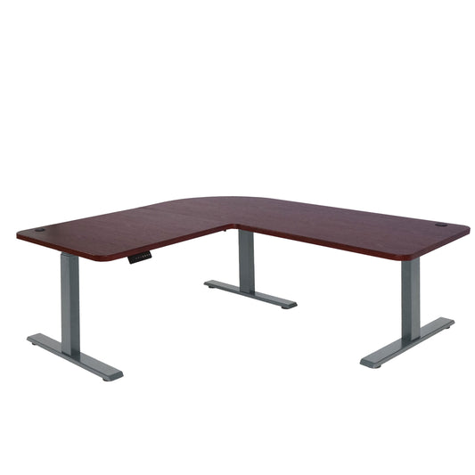 Cosmo Casa - Hoekbureau elektrisch in hoogte verstelbaar - Computerbureau - Kersendecor - Antracietgrijs - 178 x 178 cm