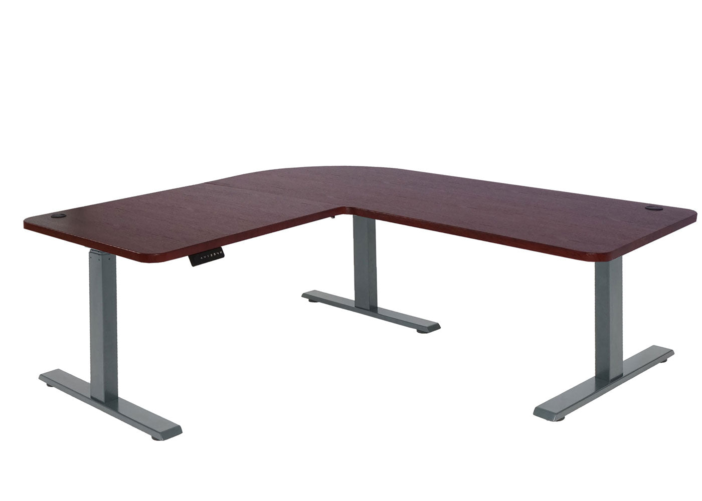 Cosmo Casa - Hoekbureau elektrisch in hoogte verstelbaar - Computerbureau - Kersendecor - Antracietgrijs - 178 x 178 cm