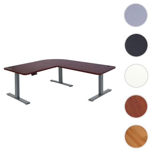 Cosmo Casa - Hoekbureau elektrisch in hoogte verstelbaar - Computerbureau - Kersendecor - Antracietgrijs - 178 x 178 cm