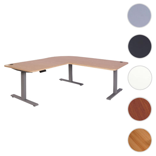 Cosmo Casa - Hoekbureau elektrisch in hoogte verstelbaar - Computerbureau - Lichtbruin - Grijs - 178 x 178 cm