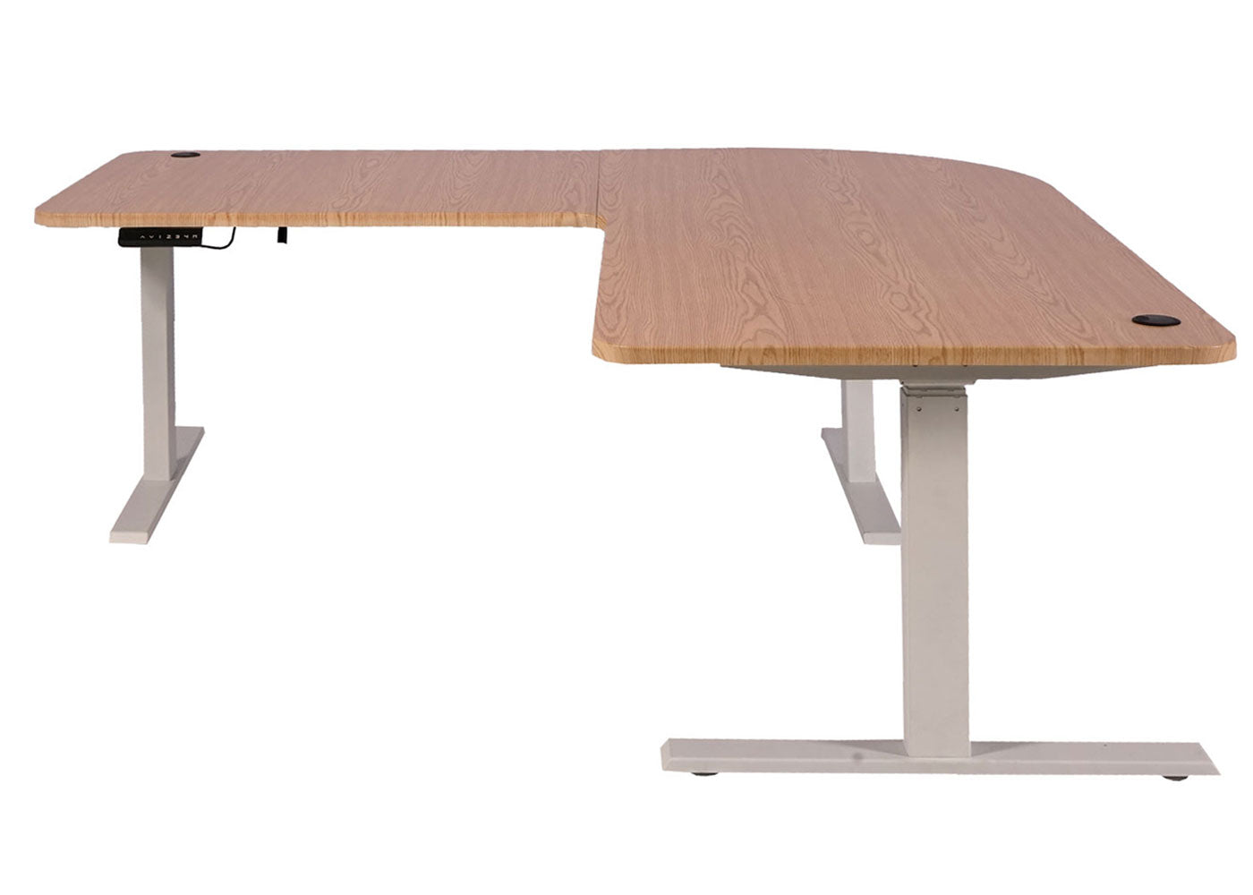 Cosmo Casa - Hoekbureau elektrisch in hoogte verstelbaar - Computerbureau - Lichtbruin - Wit - 178 x 178 cm