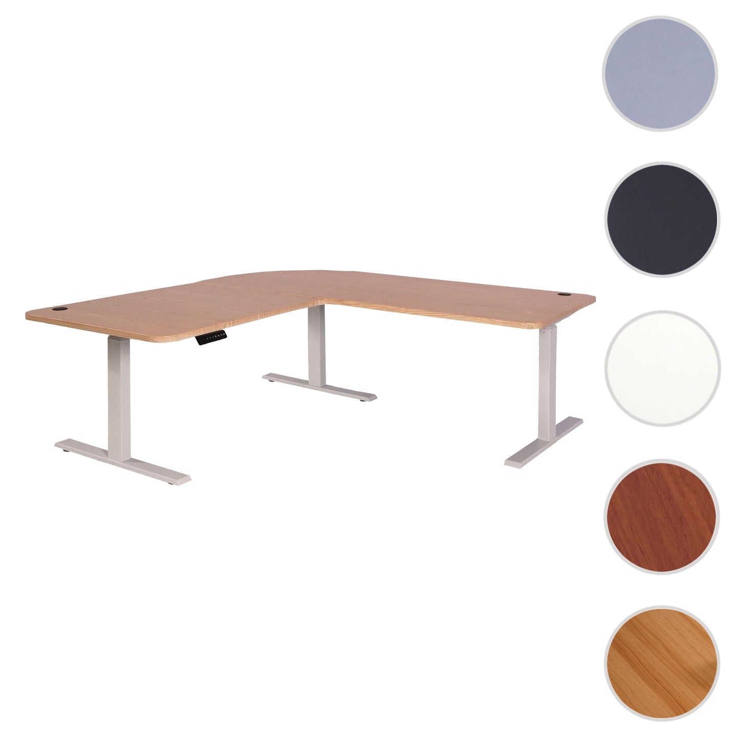 Cosmo Casa - Hoekbureau elektrisch in hoogte verstelbaar - Computerbureau - Lichtbruin - Wit - 178 x 178 cm