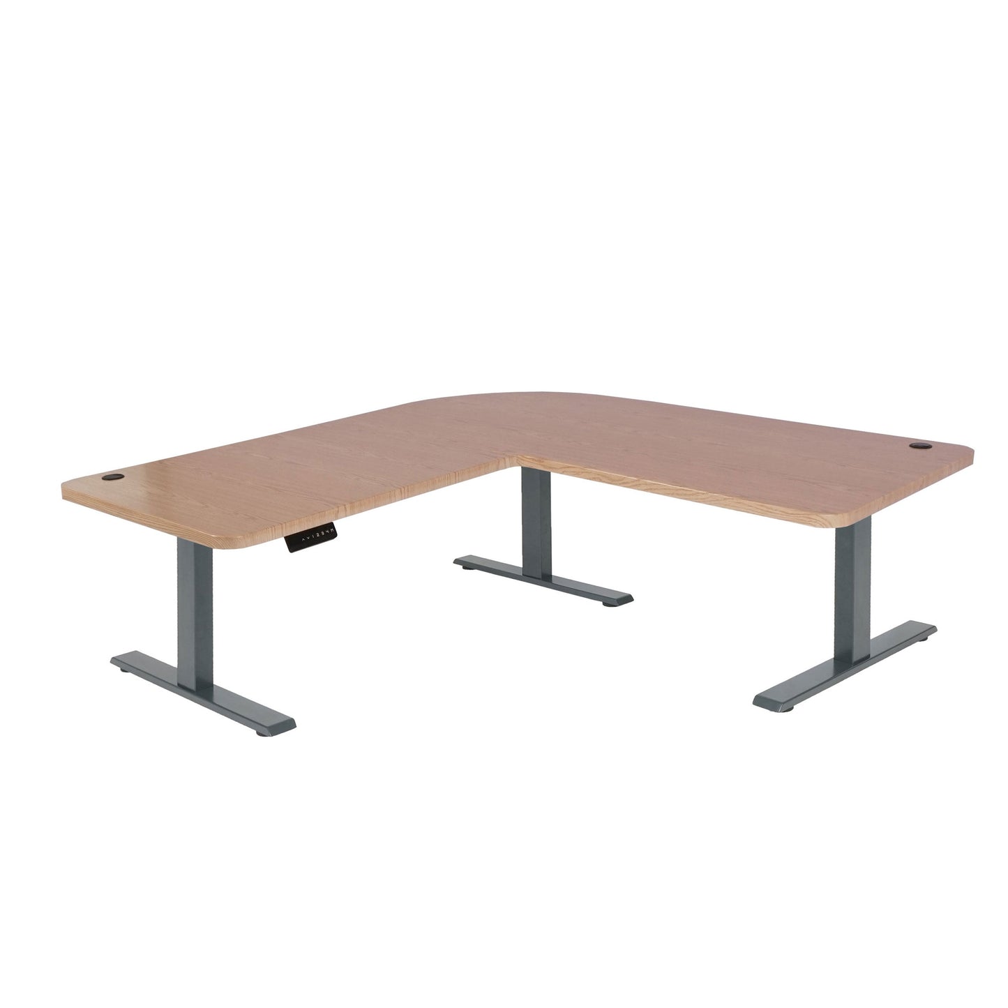 Cosmo Casa - Hoekbureau elektrisch in hoogte verstelbaar - Computerbureau - Lichtbruin - Antracietgrijs - 178 x 178 cm