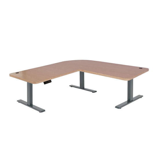 Cosmo Casa - Hoekbureau elektrisch in hoogte verstelbaar - Computerbureau - Lichtbruin - Antracietgrijs - 178 x 178 cm