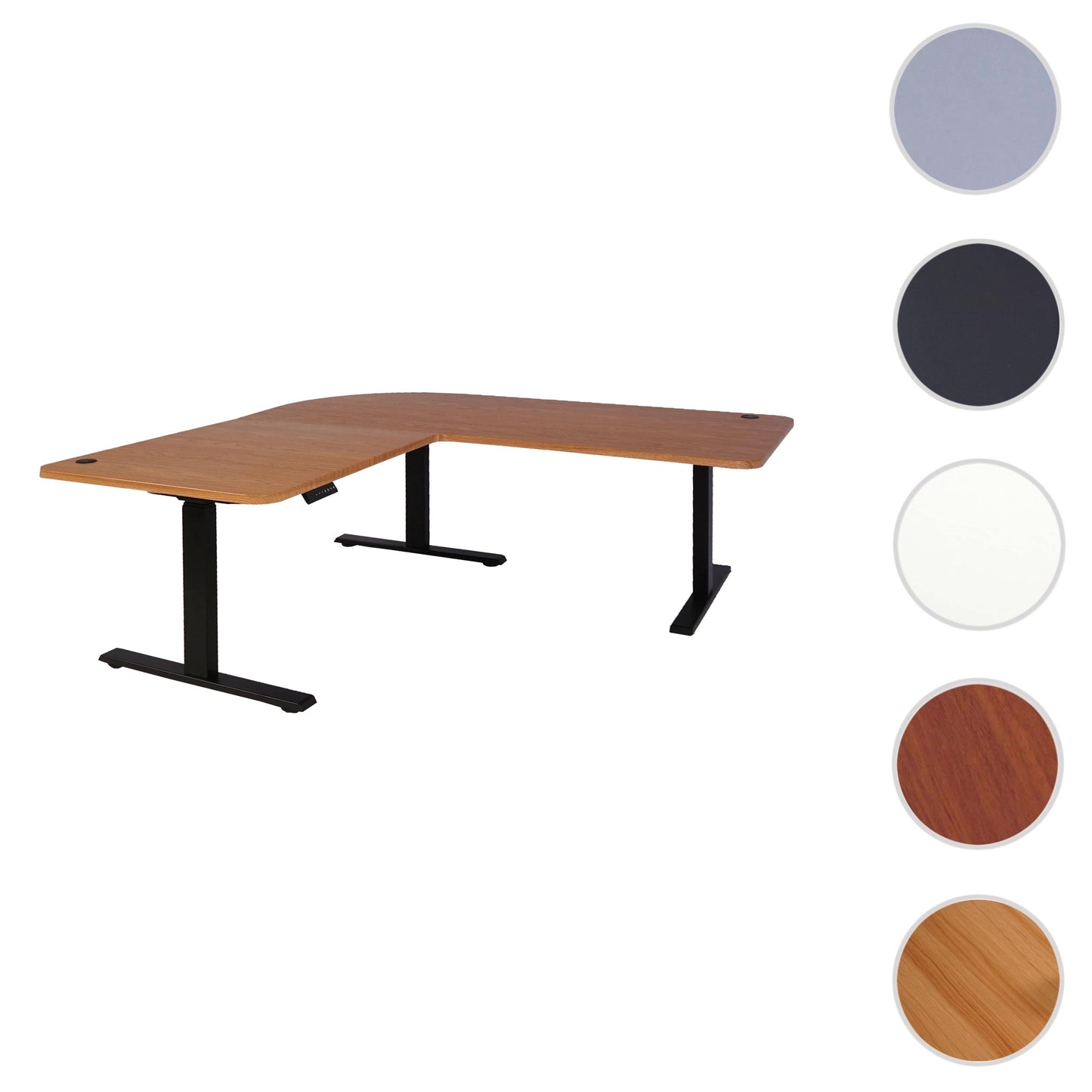 Cosmo Casa - Hoekbureau elektrisch in hoogte verstelbaar - Computerbureau - Bruin structuur - Zwart - 178 x 178 cm