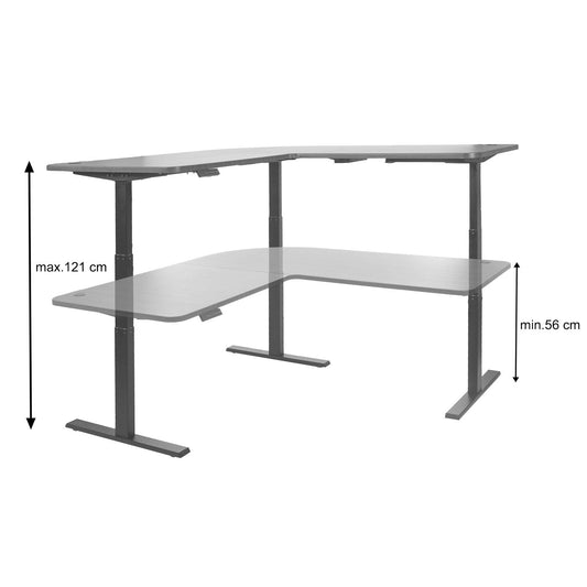 Cosmo Casa - Hoekbureau elektrisch in hoogte verstelbaar - Computerbureau - Bruin structuur - Wit - 178 x 178 cm
