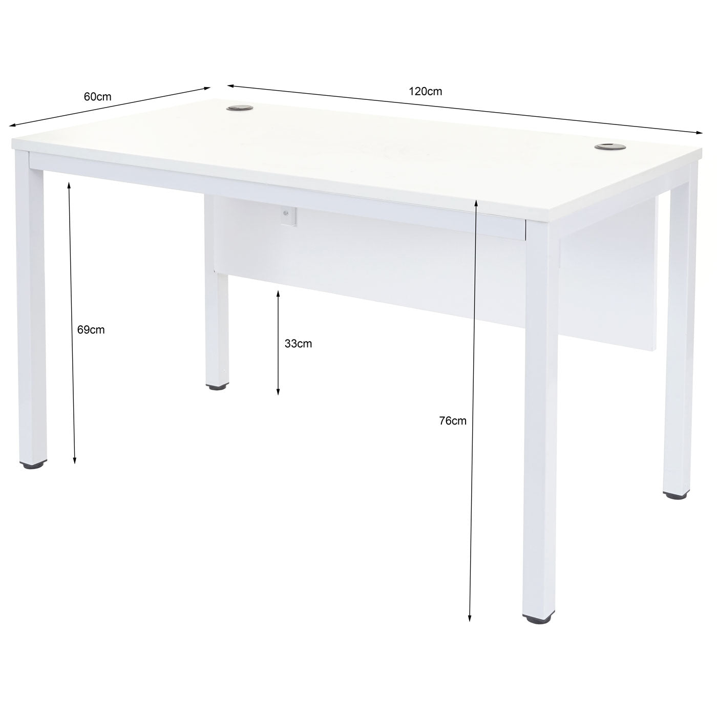Cosmo Casa - Bureau - Kantoortafel Computertafel - Metaal & MDF - Wit - 120×60 cm