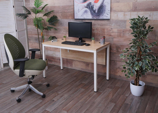 Cosmo Casa - Bureau - Kantoortafel Computertafel - Metaal & MDF - Wit - 120×60 cm