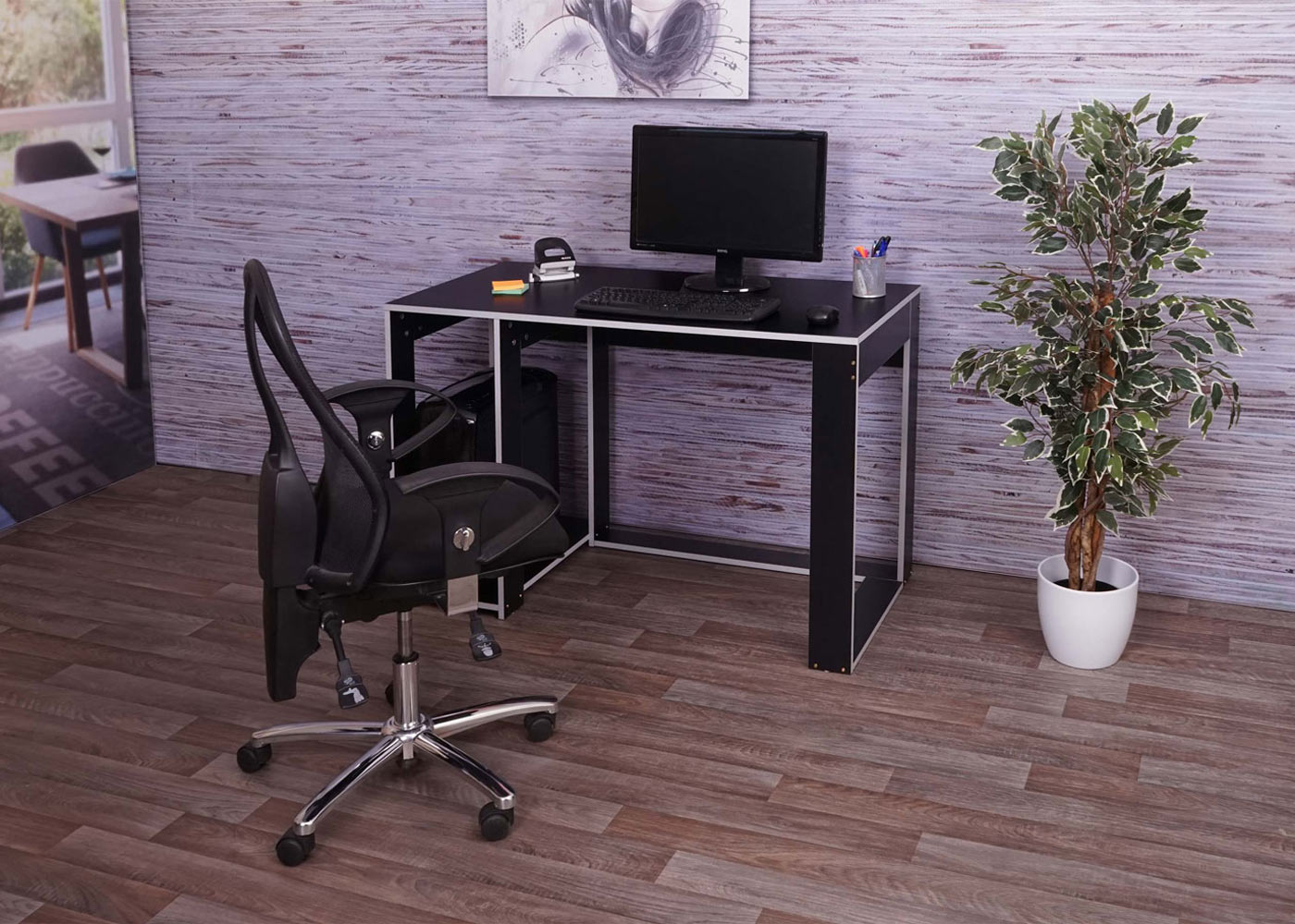 Cosmo Casa - Bureau - Computerbureau - Metaal - Zwartgrijs - 120×60×76 cm