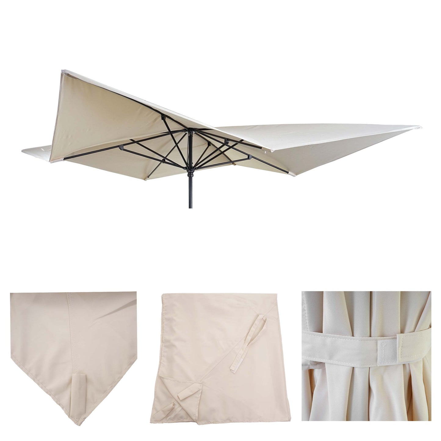 Cosmo Casa - Vervanghoes voor Luxe Parasol - 3x3m (+4,24m) - Polyester - Crème