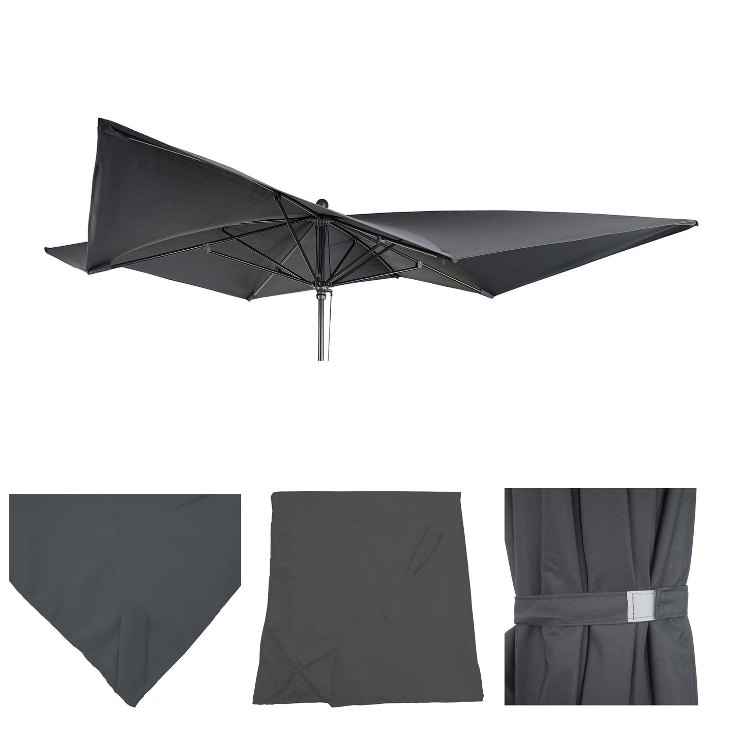 Cosmo Casa - Vervanghoes voor Luxe Parasol - 3x3m (+4,24m) - Polyester - Antraciet