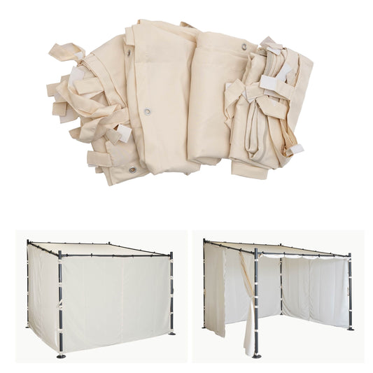 Cosmo Casa - Set van 4 zijwanden voor pergola - Vervangende zijwand voor prieel - 3x3m - Polyester crème