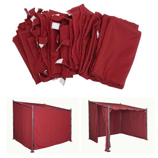 Cosmo Casa - Set van 4 zijwanden voor pergola - Vervangende zijwand voor prieel - 3x3m - Polyester bordeauxrood