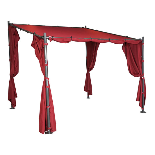 Cosmo Casa - Set van 4 zijwanden voor pergola - Vervangende zijwand voor prieel - 3x3m - Polyester bordeauxrood
