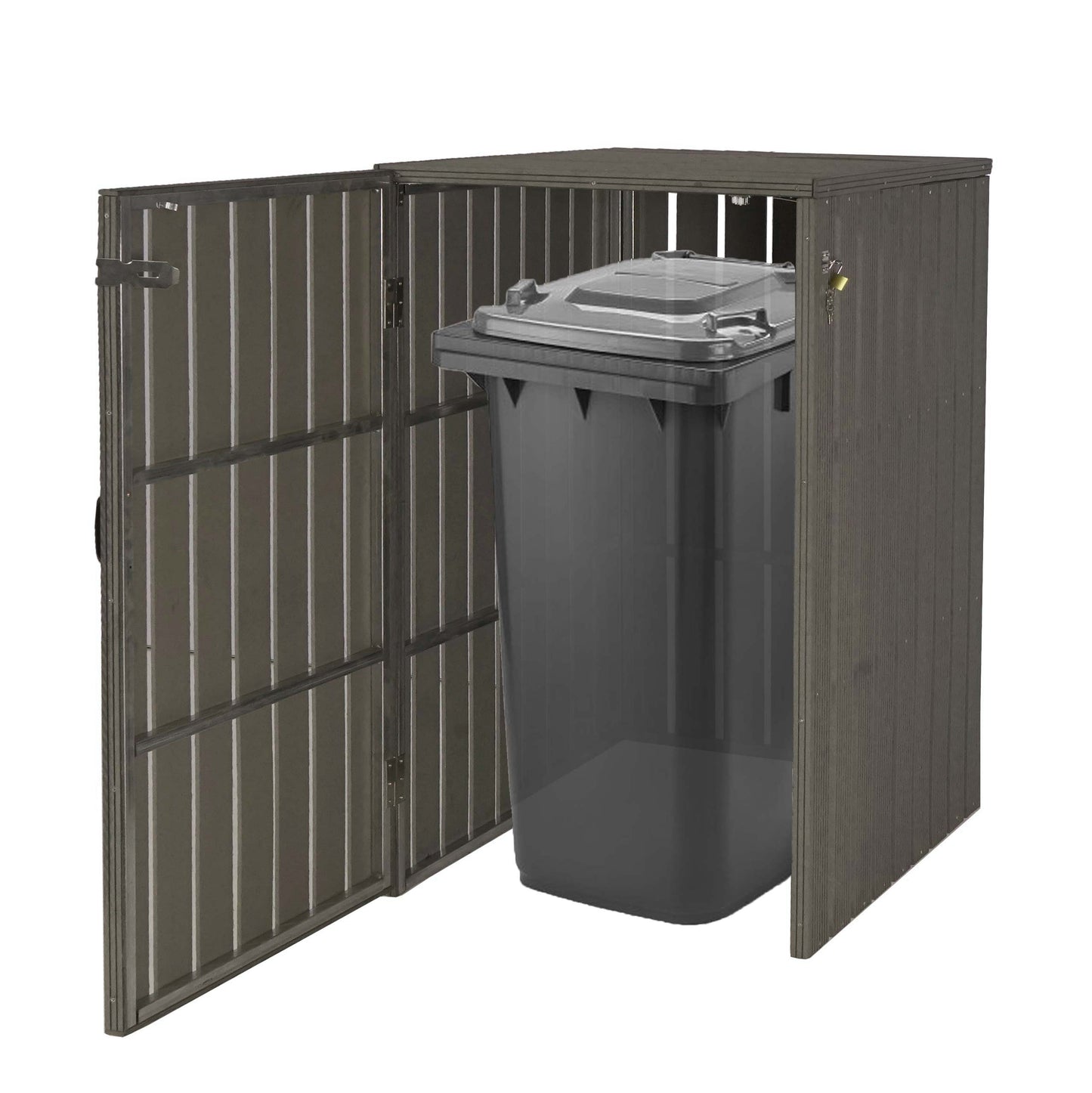 Cosmo Casa - WPC Vuilnisbakbekleding - Uitbreidbaar - Metaal Houtlook - 240L - Grijs