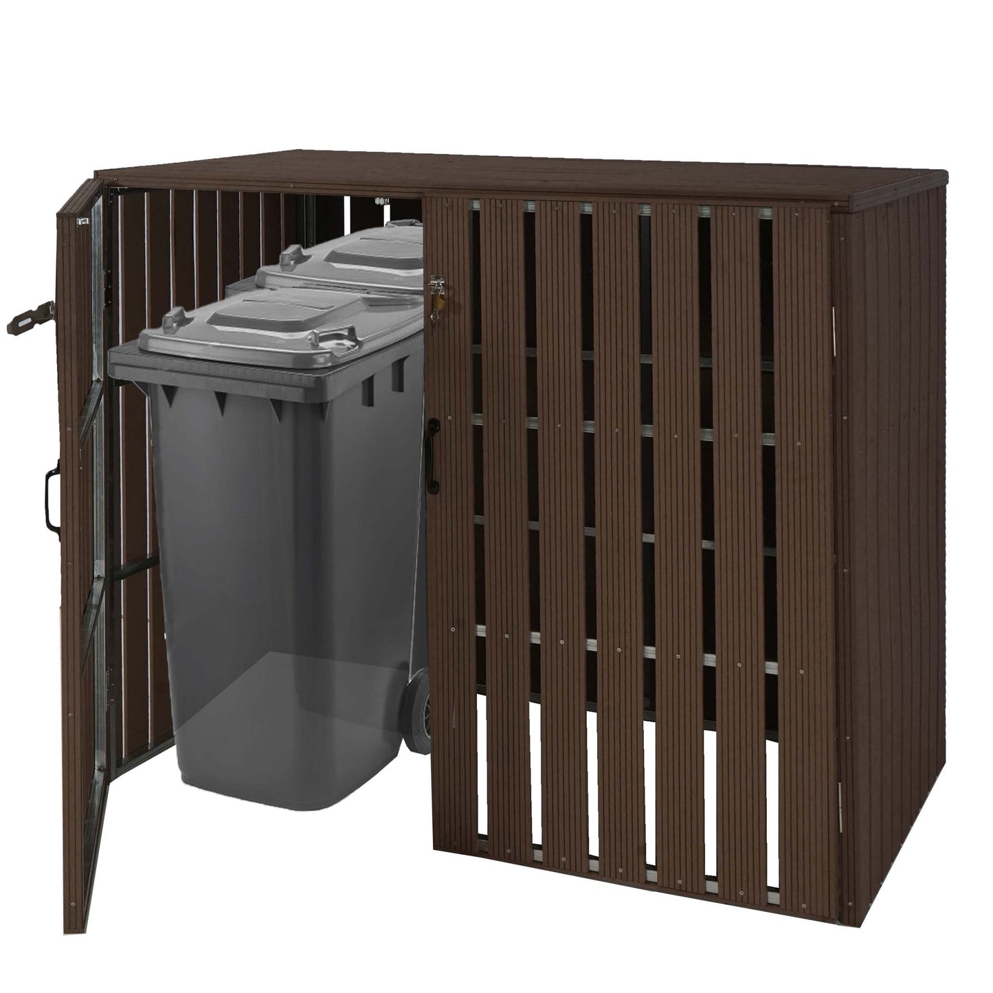 Cosmo Casa - Vuilnisbakbekleding - Uitbreidbaar - WPC & Metaal - Bruin