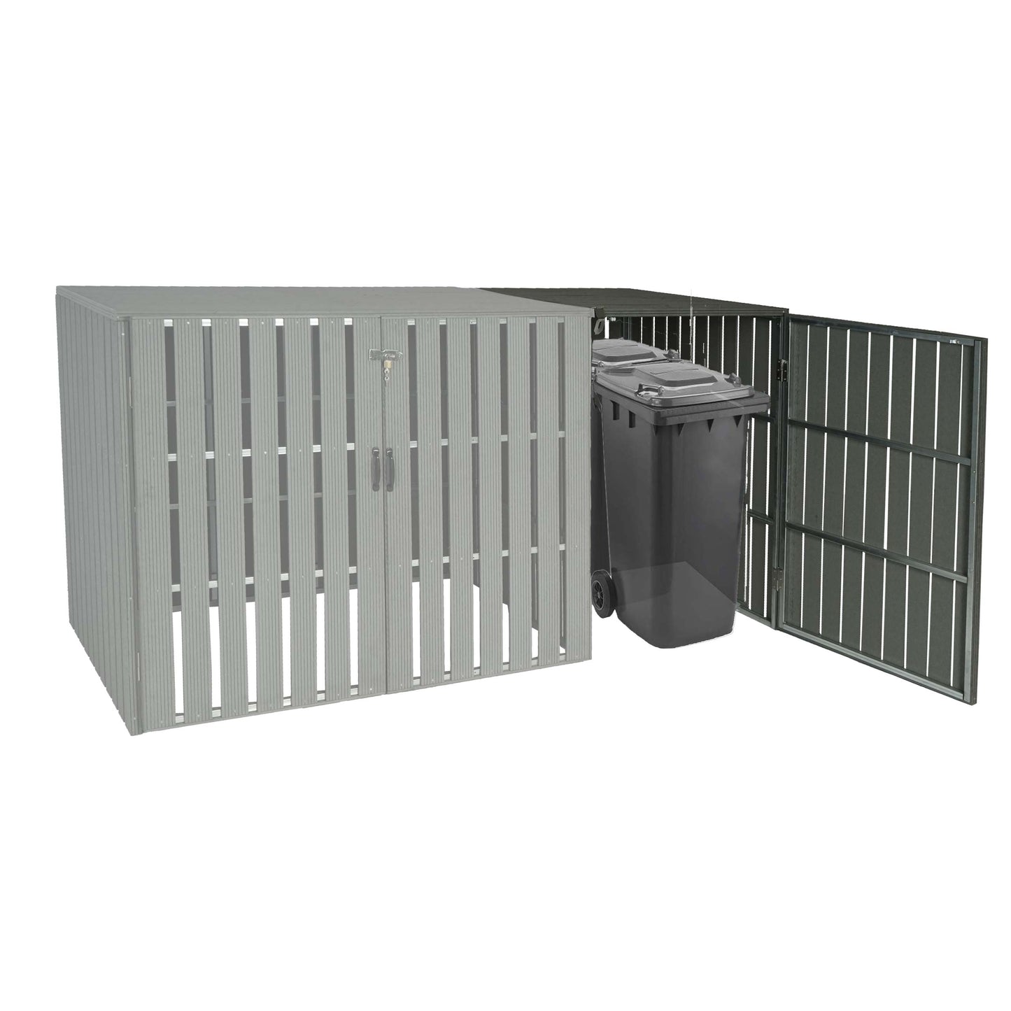 Cosmo Casa - Afvalcontainerbekleding Verlengstuk - Metaal - Houtlook - Grijs - Beschadigd